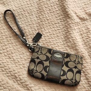 Coach Signature Black and Brown Wristlet
